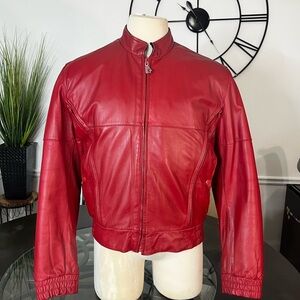First Gear Hein Gericke Men Ryan Gosling Leather Jacket Pine Red 1980s VTG XL